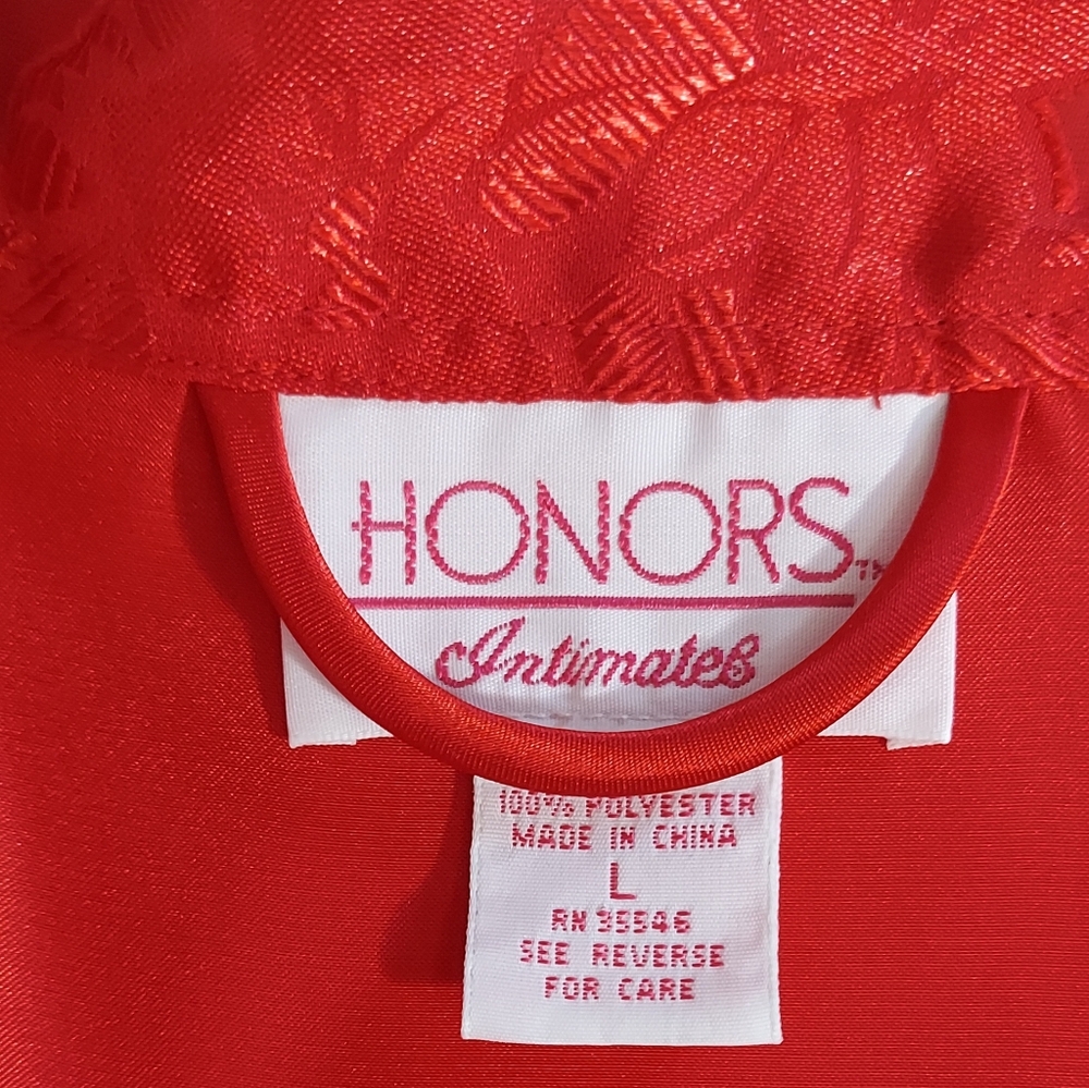 Honors Intimates Red Satin Robe - Picture 3 of 6